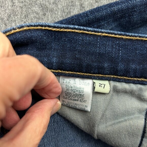 Rag & Bone Mid Rise Skinny Jeans Women's Size 27 Woodford Dark Wash Denim - Picture 6 of 12